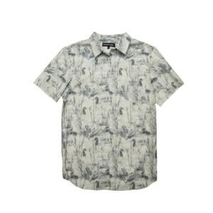 Psycho Tuna Mens XXL Button Down Shirt White Gray Duck Cotton Print